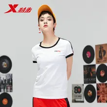 881228019011 Xtep Женские с коротким рукавом Весна Новые легкие и удобные модные с круглым вырезом однотонные женские