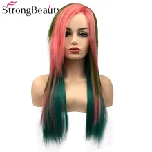 StrongBeauty синтетический длинный прямой парик разноцветный парик косплей парики