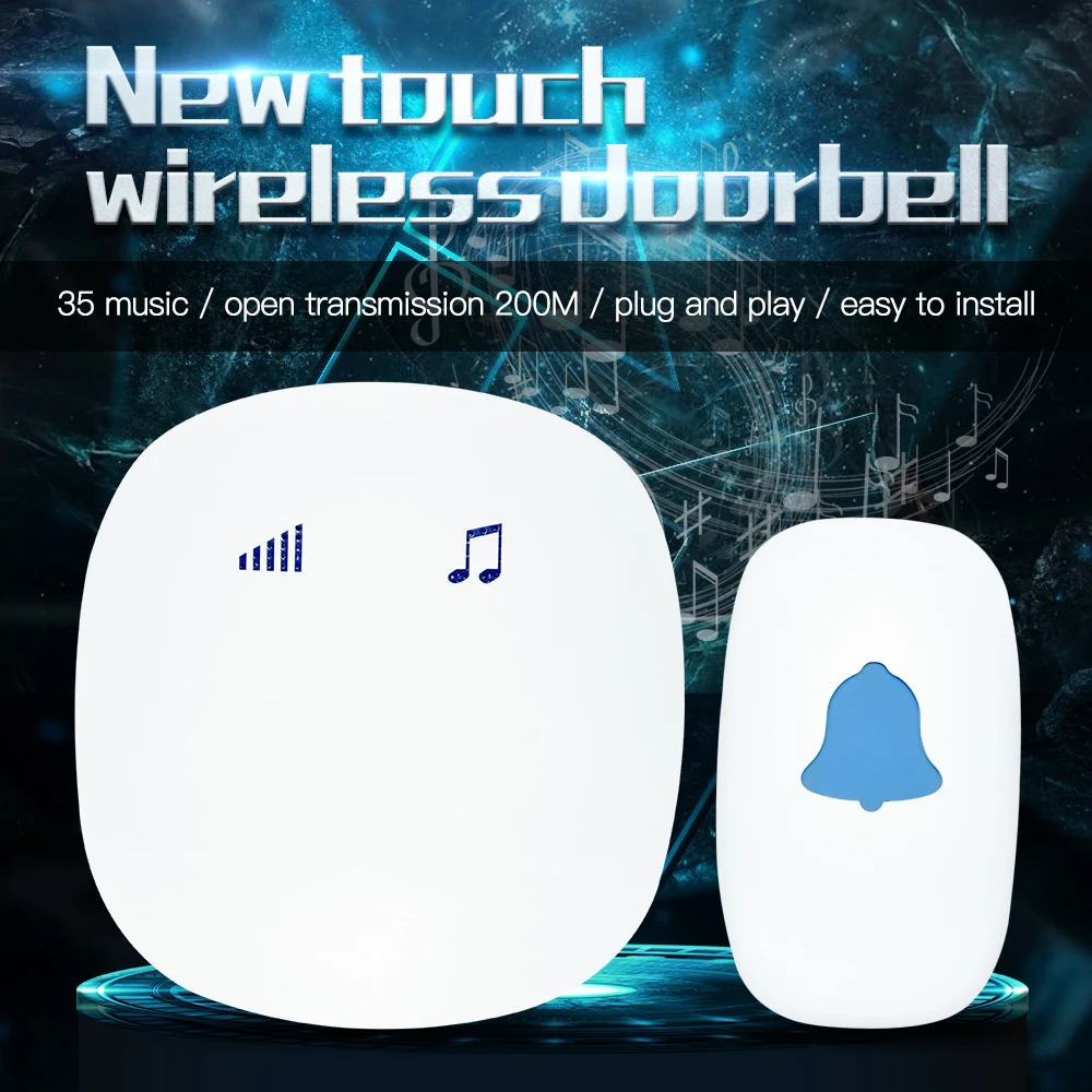 

Indoor Bell 35 Songs Optional LED Touch Button Smart Home Welcome Alarm Intelligent Wireless Doorbell US/EU Plug
