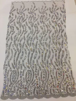 

Silver black pink French net lace fabric ZH1920209 with sequins embroidery lace fabric