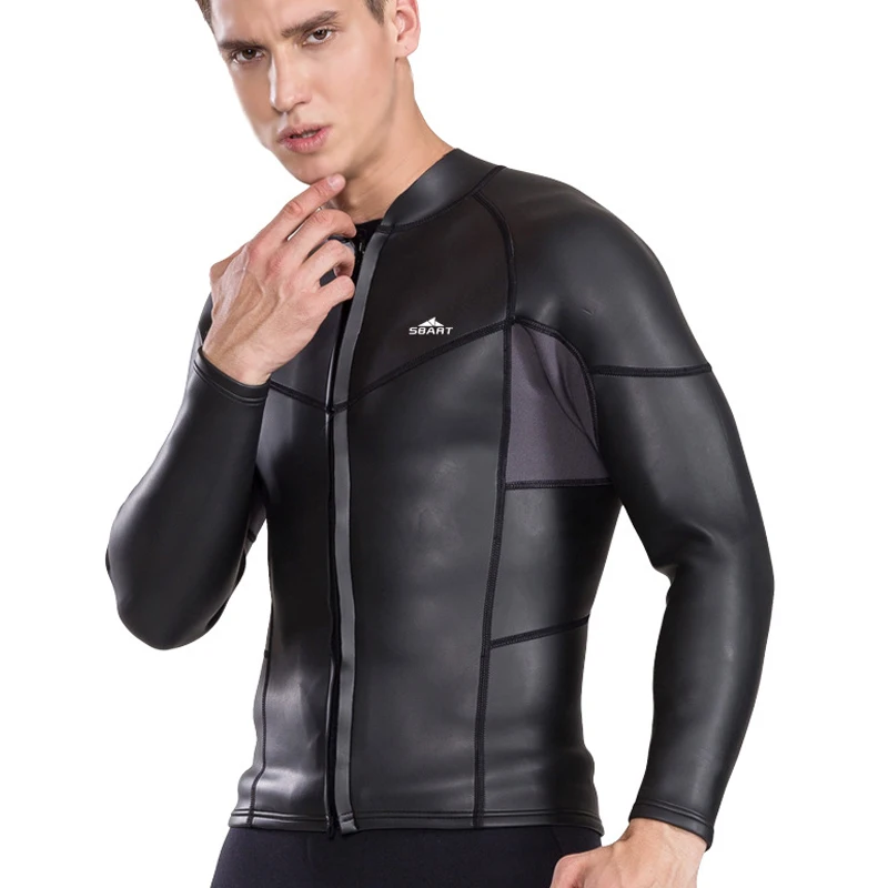 

C166 Male long sleeve surfing cold diving jacket warm winter swimming water jellyfish 2mm snorkeling suit coat Wetsuit
