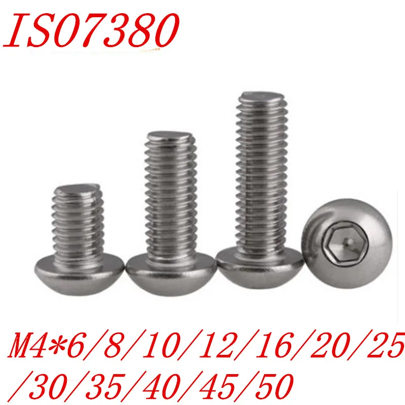 20 шт ISO7380 Кнопка головки винт M4 * 6/8/10/12/16/20/25/30/35/40/45/50 304 нержавеющая сталь