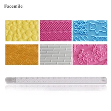 Facemile 6 шт торт акриловые штифты помадка торт приборы для украшения выпечки Кондитерские украшения для DIY тисненая текстура ролик