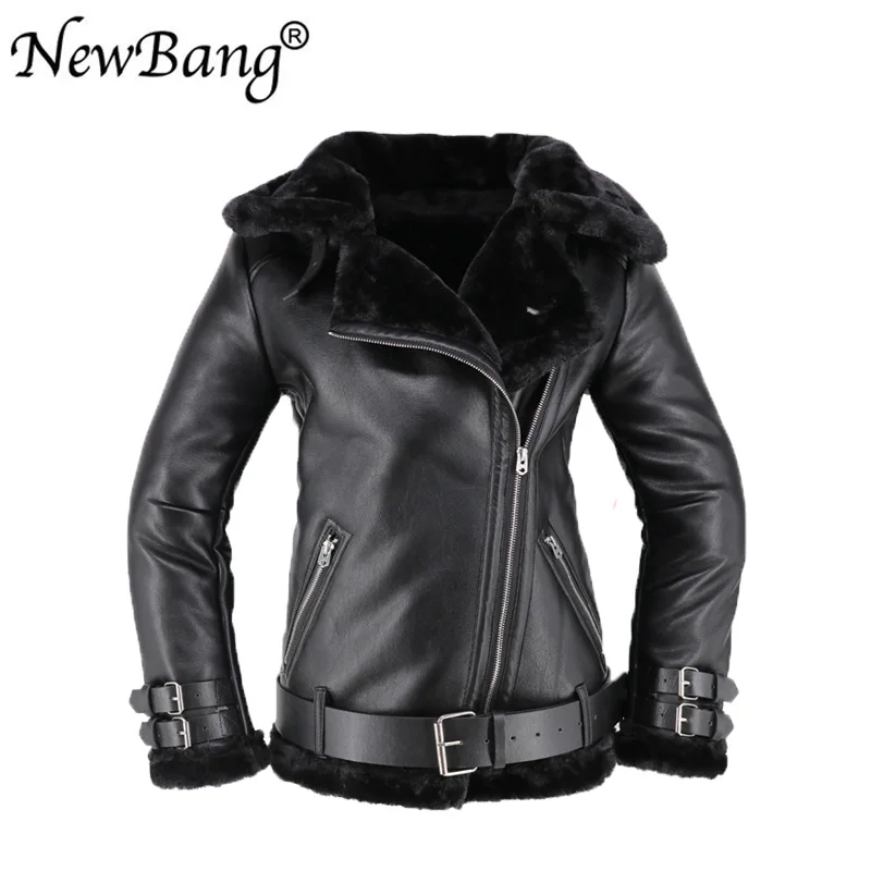 

Women Rabbit Fur Faux Leather Jacket Berber Patchwork Short Suede Shearling Overcoat Zipper Vintage Motorcycle Jackets With Belt