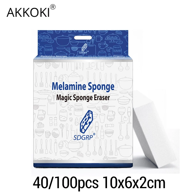 AKKOKI 100 шт/40 шт нано Чистящая меламиновая губка волшебная губка белая Волшебная ластик кухня, ванная, офис Чистящая