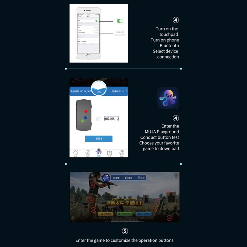 MUJA, умный тачпад, сенсорная игровая панель, мобильный игровой геймпад, Bluetooth, триггер R1 R2 L1 L2, сенсорный, PUBG, игровой контроллер