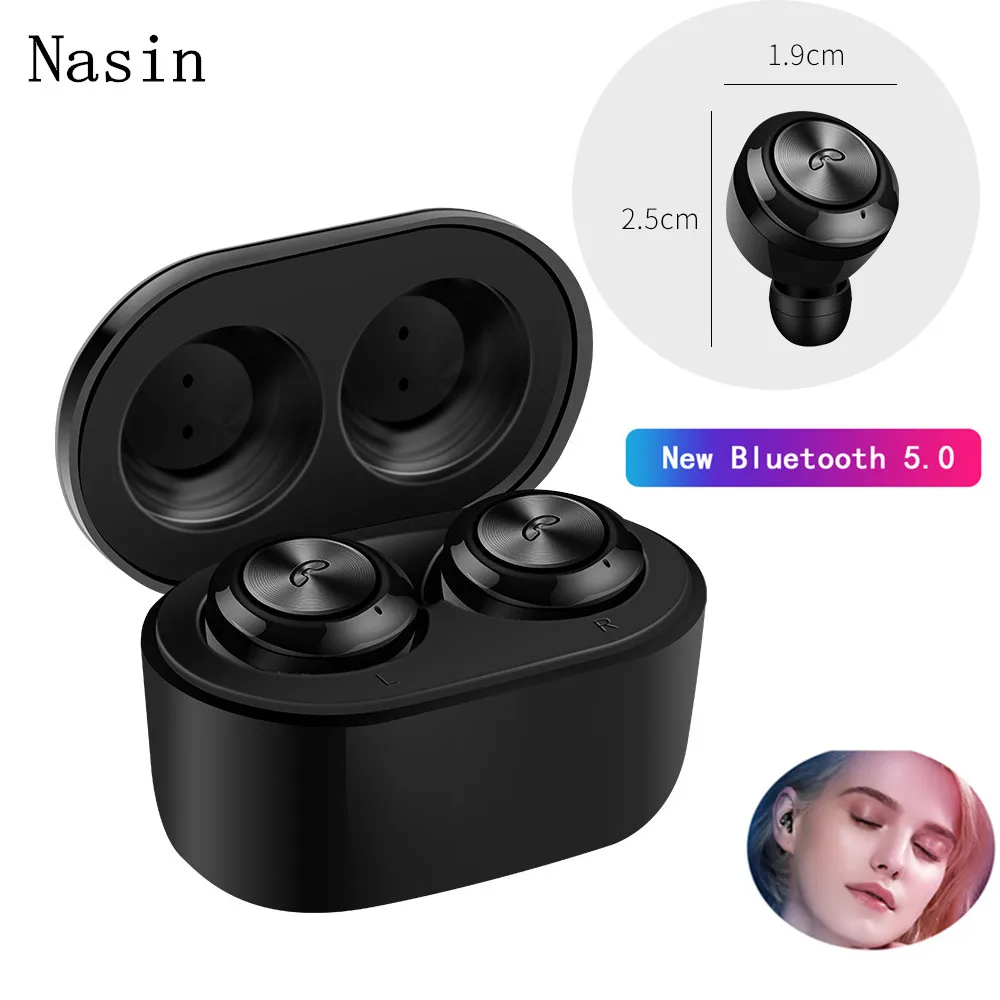 Nasin A6 TWS 5 0 Mini True Wireless Earbuds Bluetooth Earphone Headset With Mic Charging Box For iPhone Xiaomi Samsung