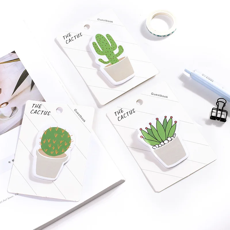 

Creative Cactus Memo Pad Sticky Paper Cute Kawaii Plants Writing Pads Note For Kids Gift Korean Stationery School Supplies