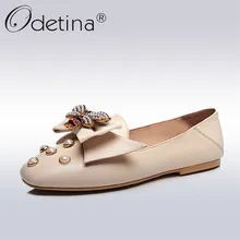 Odetina/Модные женские лоферы из натуральной кожи без шнуровки; плоские квадртаные носки с бантиком и кристаллами; обувь с двумя способами; Летняя обувь