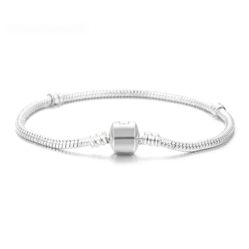 CUTEECO New High Quality Charm DIY Bracelet Multiple Styles Silver Snake Chain 17-21cm Brand Bracelet For Women Men Jewelry - Окраска металла: 17cm