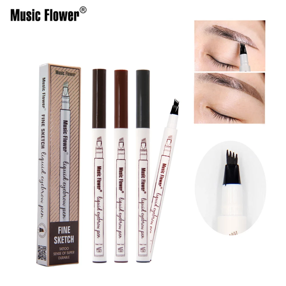

Dropship Music Flower 4Colors Makeup Fine Sketch Liquid Eyebrow Pen Waterproof Tattoo Super Durable Eye Brow Pencil Smudge-proof