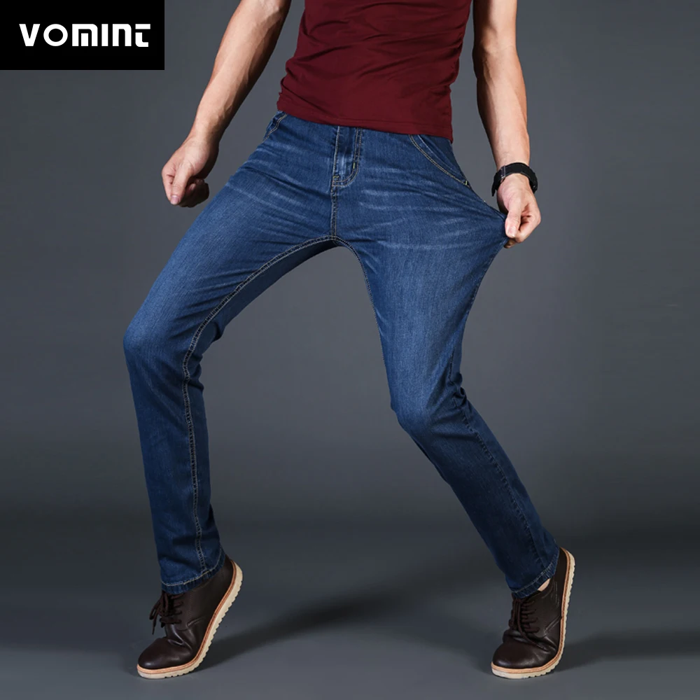 Vomint New Mens Jeans Denim Pants Summer Thin Slim Regular