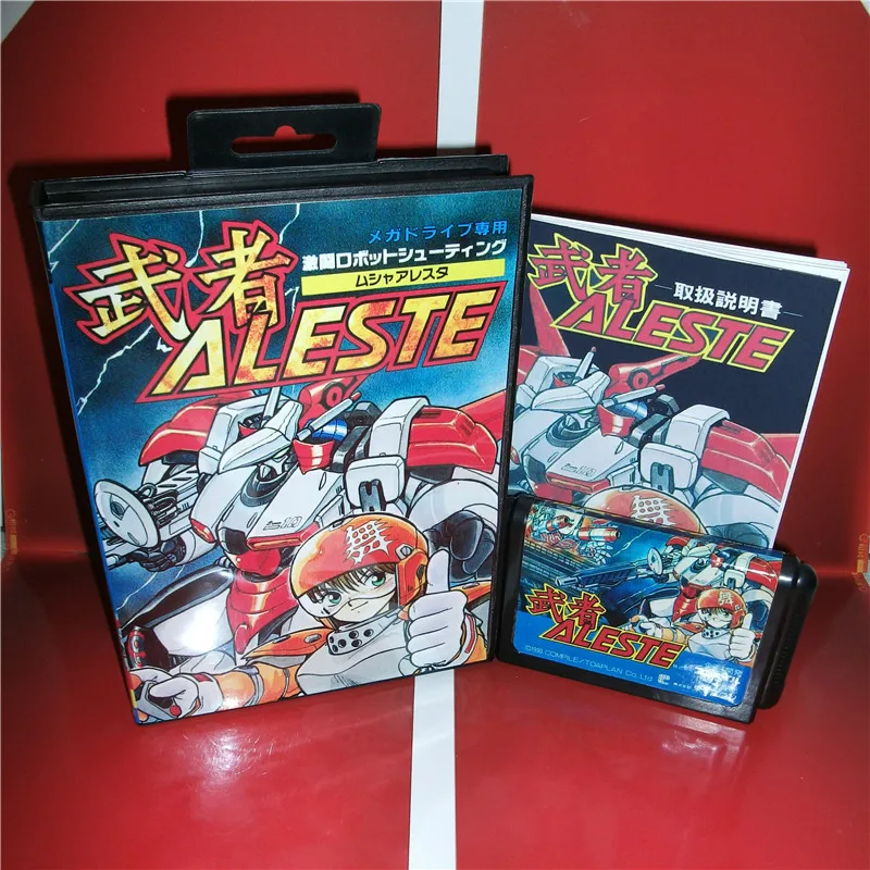 

MD games card - Aleste Japan Cover with Box and Manual for MD MegaDrive Genesis Video Game Console 16 bit MD card