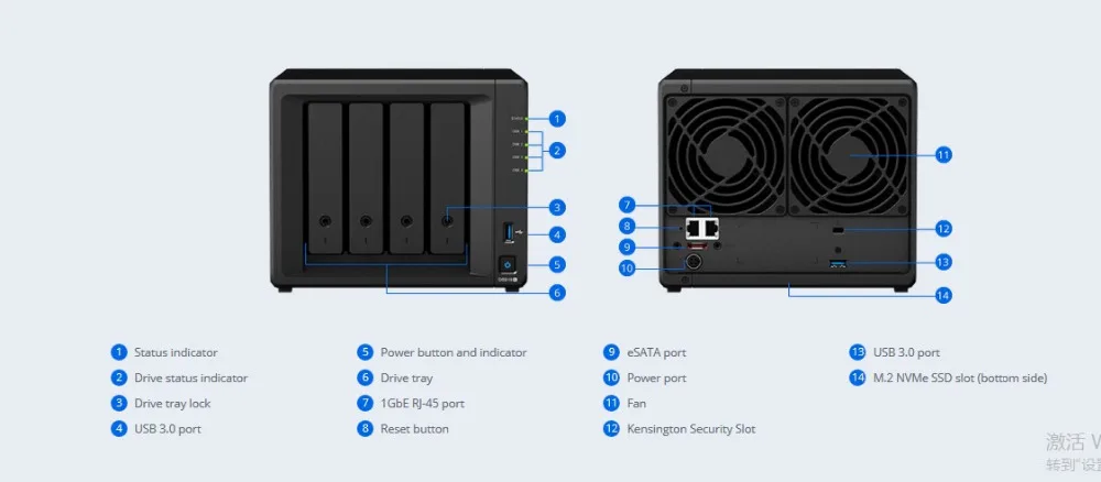 NAS Synology Disk Station DS918+ 4G 4-отсек бездисковый nas сервер nfs Сетевое хранилище Облачное хранилище, 3 года гарантии