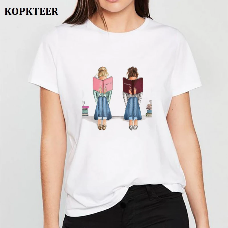 

Women 2019 Summer Harajuku T Shirt Camiseta Mujer Graphic Tees Read Books Girl Korean Kawaii Tops Streetwear Tee Shirt Femme