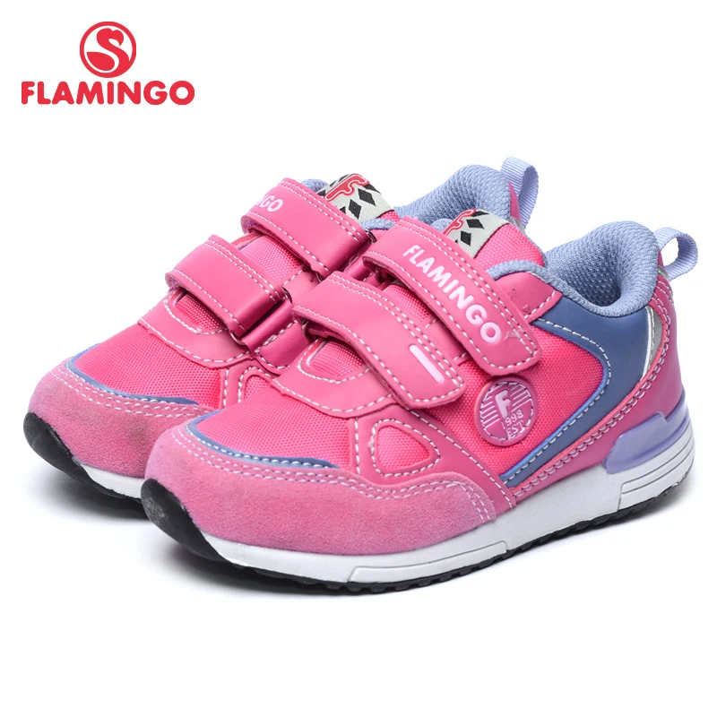 

FLAMINGO 2017 New Arrival Spring & Autumn Mixed Color Fuchsia Sneakers Hook & Loop Children Sport Shoes for Girl 71K-GL-0045