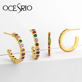

Rainbow Cubic Zirconia Hoop Earrings For Women Colorful Classic Elegant Thin Earrings Delicate Charming Jewelry ers-q21