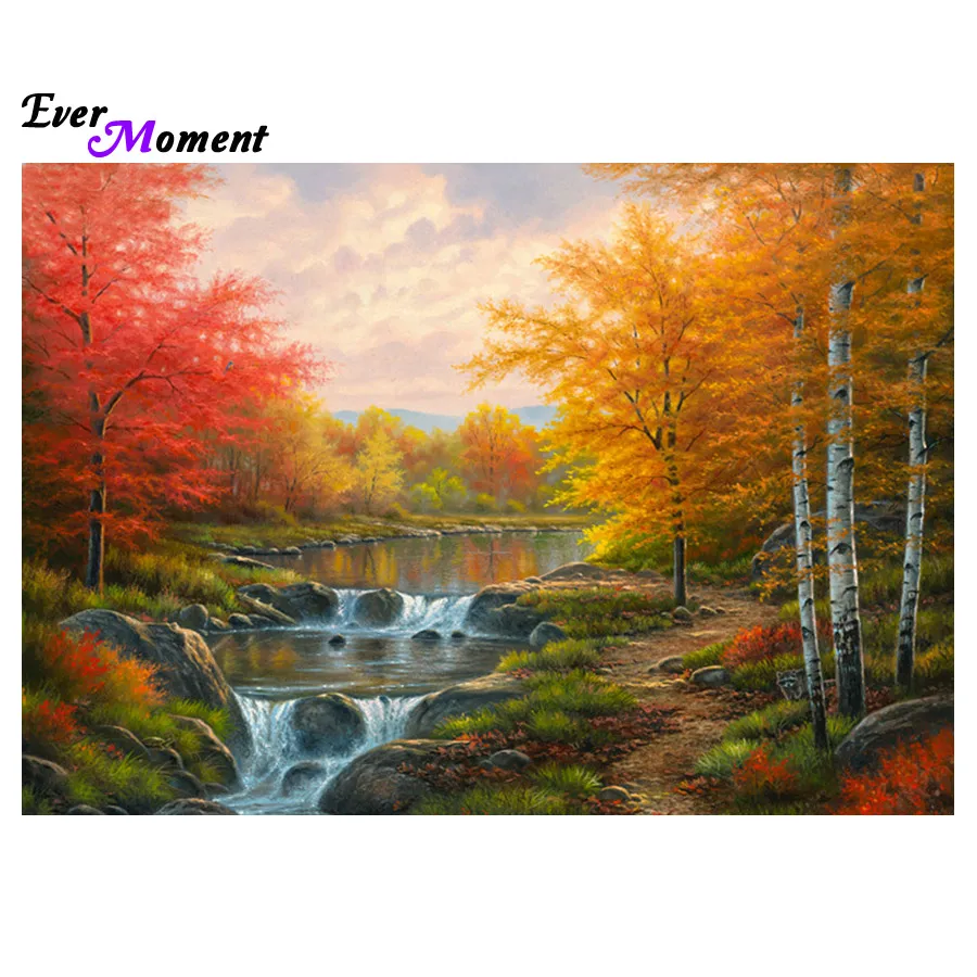 

New DIY Diamond Painting Kit 3D Cross Stitch Full Square Diamond embroidery Autumn landscape Diamond Mosaic Crafts ASF440