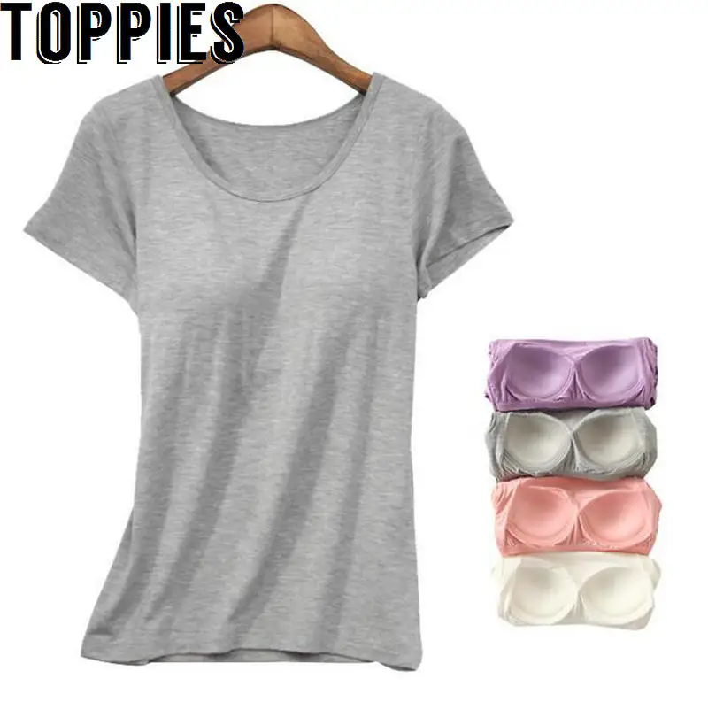 Toppies женская футболка, женская футболка для спортзала с круглым вырезом, мягкий бюстгальтер, футболка, эластичная дышащая Базовая футболка, топы без косточек