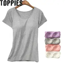 Toppies – t-shirt de gymnastique pour femmes, col rond, soutien-gorge rembourré, élastique, respirant, haut de base, 2021