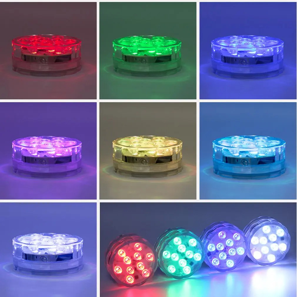 4 шт. RGB погружной светильник подводный светодиодный для бассейна на батарейках