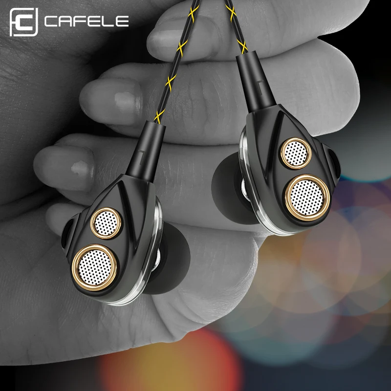 CAFELE Professional In Ear Wired Earphone Metal Heavy Bass High
