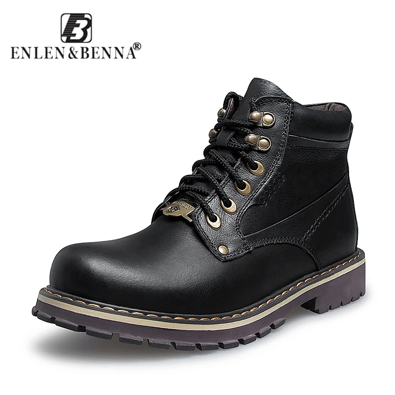 

2018 ENLEN&BENNA Men Winter Shoes Solid Color Snow Boots Plush Inside Antiskid Bottom Keep Warm Waterproof Ski Boots Plus Size