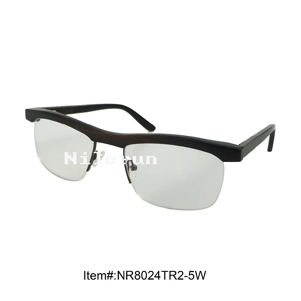 

classical ebony wood half frame optical eyewear