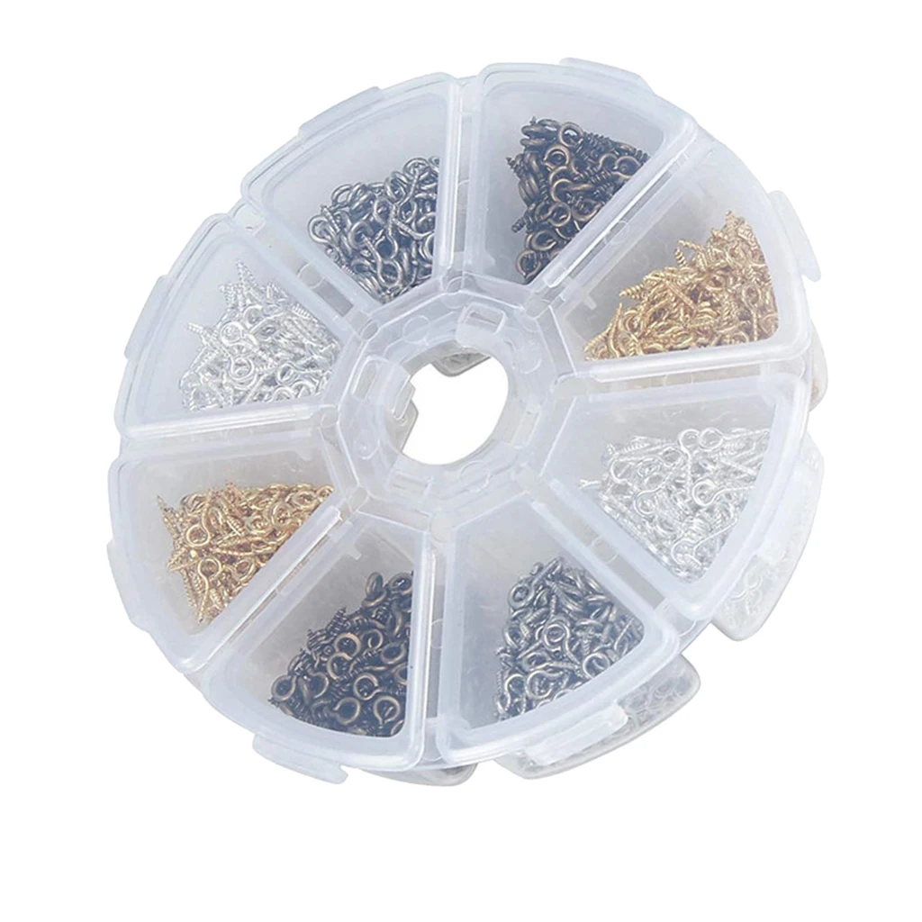 MagiDeal 800pcs Eye Hook Screw Pin Clasp Jewelry Finding DIY Necklace Bracelet Charms