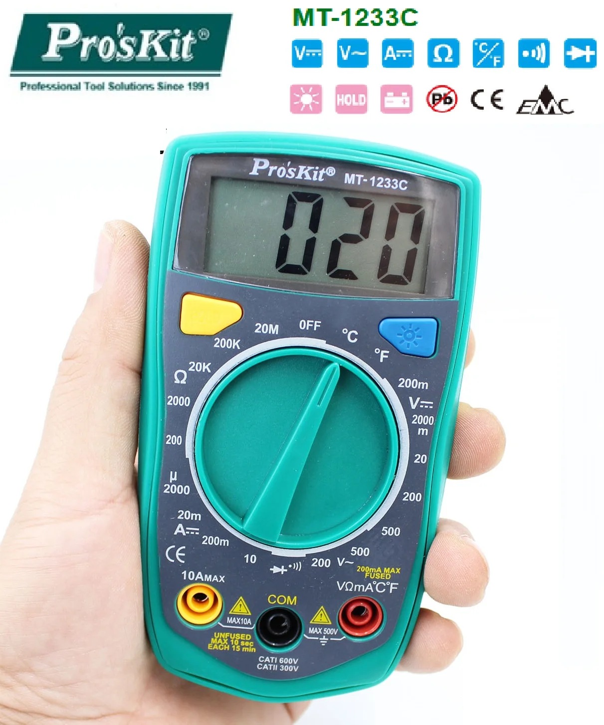 Карманный мультиметр Taiwan Pro 'skit MT-1233C многофункциональный цифровой с