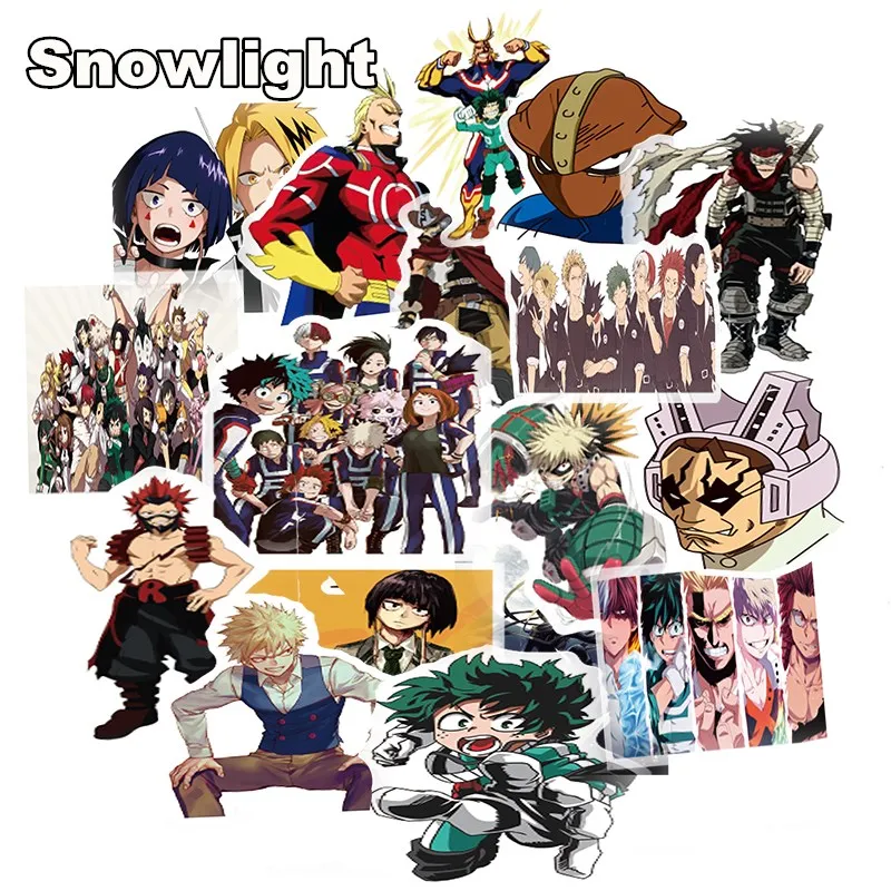 HOT 50 Pcs My hero Academy Cartoon Pvc Waterproof Sticker For Motorcycle Laptop Guitar Luggage Decals Refrigerator Stickers