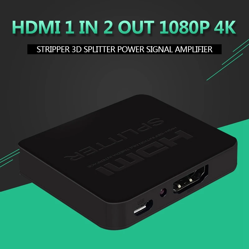 HDMI 1 in 2 out 1080p 4K 1x2 HDCP Stripper 3D Splitter Power Signal Amplifier #8 HDMI 1 in 2 out 1080p 4K 1x2 HDCP Stripper 3D Splitter Power Signal Amplifier #8