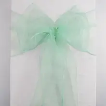 Горячая 50 мятно-зеленого цвета Аква органза Кристалл стул створки таблицы образец ткани ролл Свадьба для лука подарок Party- пояс-кушак