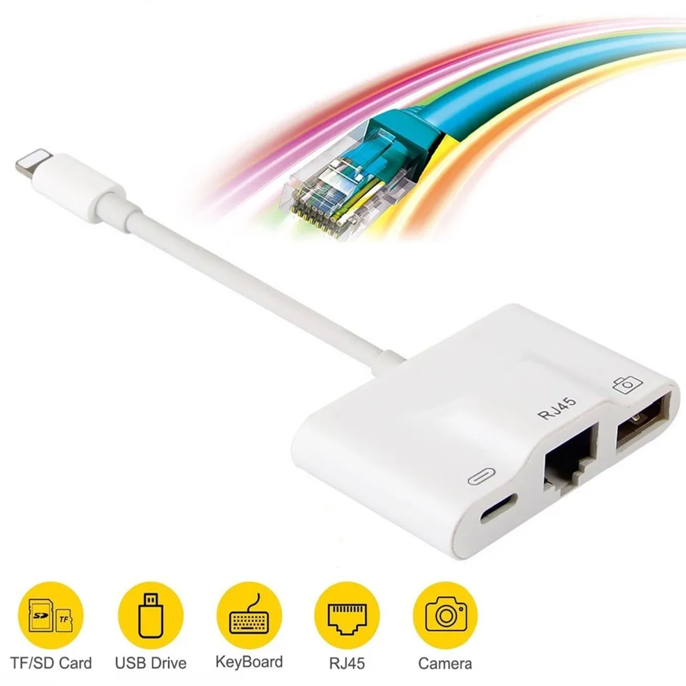 

Adapter for Lightning to RJ45 Ethernet LAN Wired Network Oversea Compact for iPhone/iPad all series with lightning and USB3 port