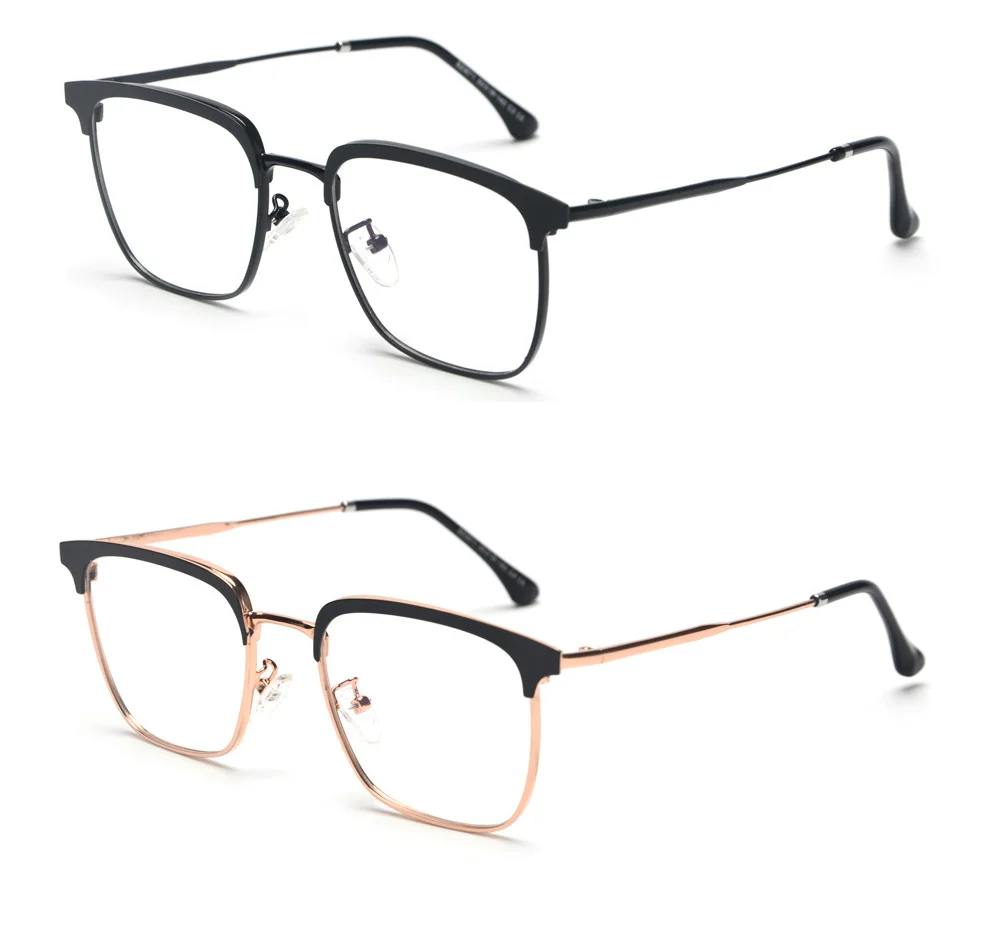 VEGA Eyewear Semi-rimless Vintage Glasses Frame Women Men Fashionable Spectacle Frame Gold Square Eyeglasses Frames VG255 (6)