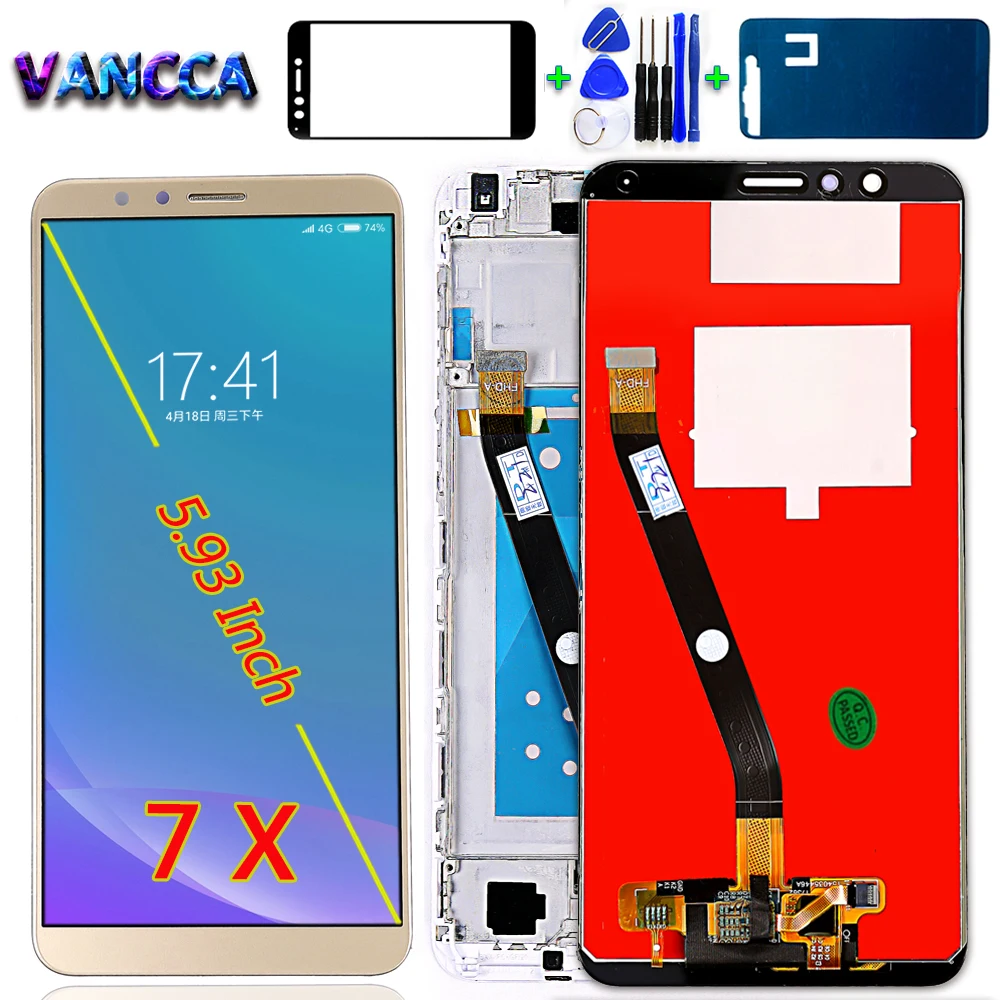 

Vancca LCD Display For Huawei Honor 7X BND-L21 BND-L22 BND-L24 Mate SE Touch Screen Digitizer Assembly Frame With Free Tools