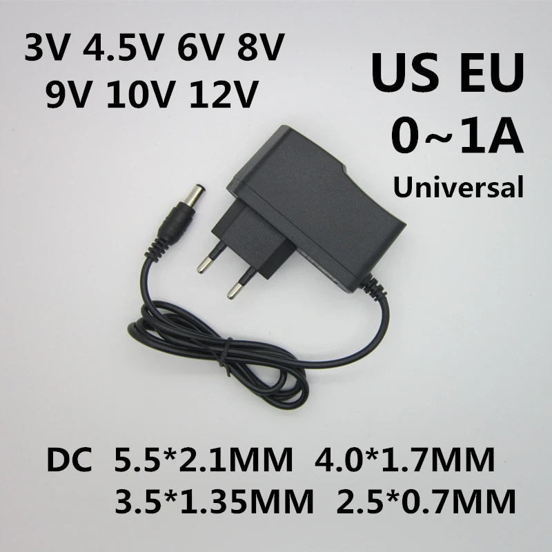 

1pcs AC 110-240V DC 3V 4.5V 6V 8V 9V 10V 12V for 1A LED light strips power adapter 12 Volt 1 A Converter power supply 12 V