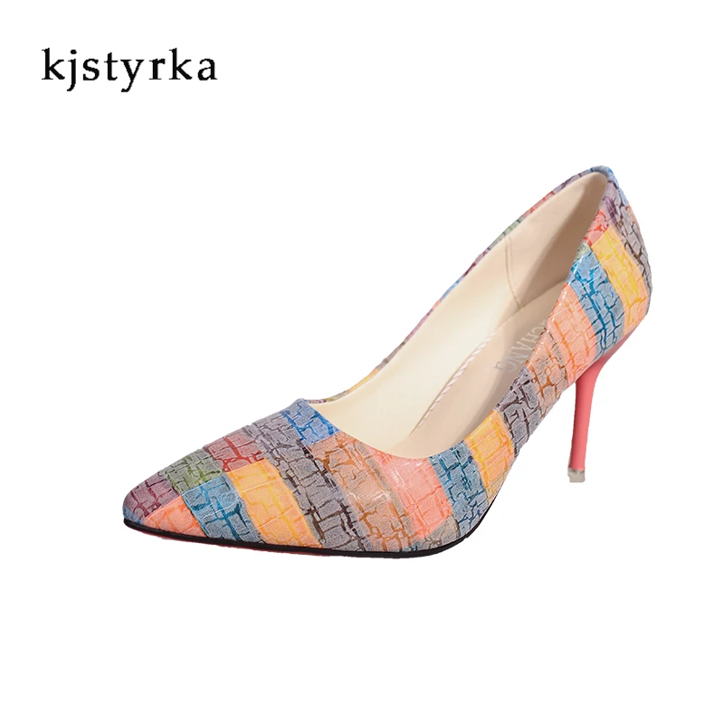 

Kjstyrka 2018 Sexy Snake Printed Women Pumps Plus Size 35-40 High Heels Hot Fashion Women Shoes Designer Leather Shoes
