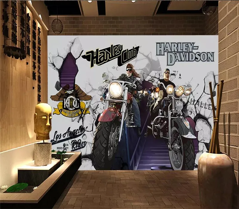 Hand-painted graffiti character locomotive Harley motorcycle professional production mural wholesale wallpaper custom photo wall Hand-painted graffiti character locomotive Harley motorcycle professional production mural wholesale wallpaper custom photo wall