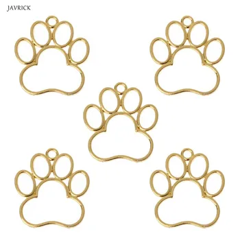 

5 pcs / lot Pet Dog Footprint Shape Metal Frame Charm Pendant Gold Bezel Setting Cabochon Set UV Resin Epoxy Resin Charm