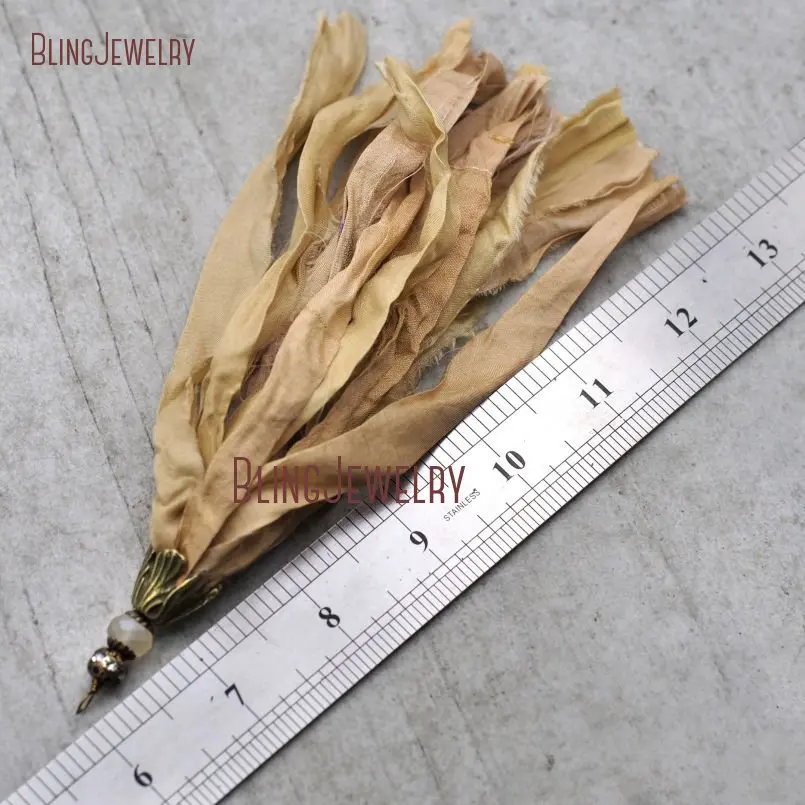 20171213-PM8974- Papaya Whip Sari Silk Tassel Pendant Electroplating Bronze Color_2