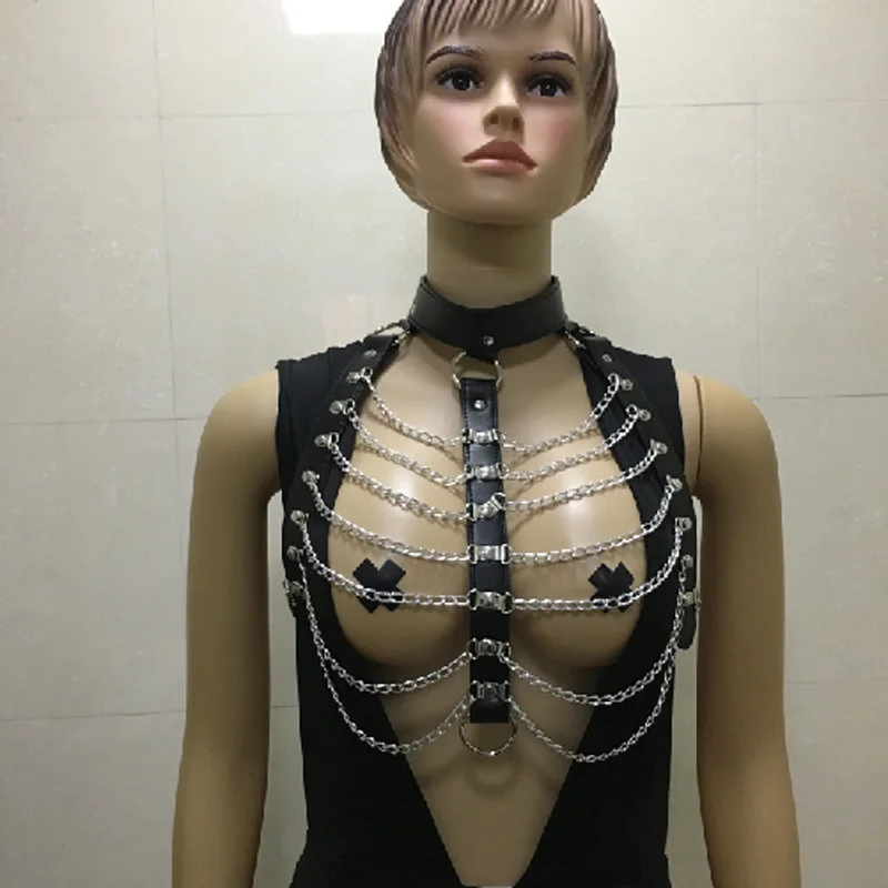 Новинка сексуальный панк ремень из искусственной кожи металлическая цепь