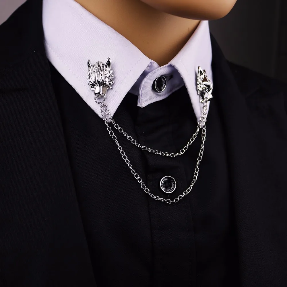 2017 New Fashion Vintage Wolf Head Brooch Personality Suit Pins