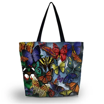 Большая мягкая складная женская сумка-тоут с бабочкой, многоразовая сумка через плечо, сумка для переноски, эко-друг, сумка-тоут - Цвет: Оранжевый