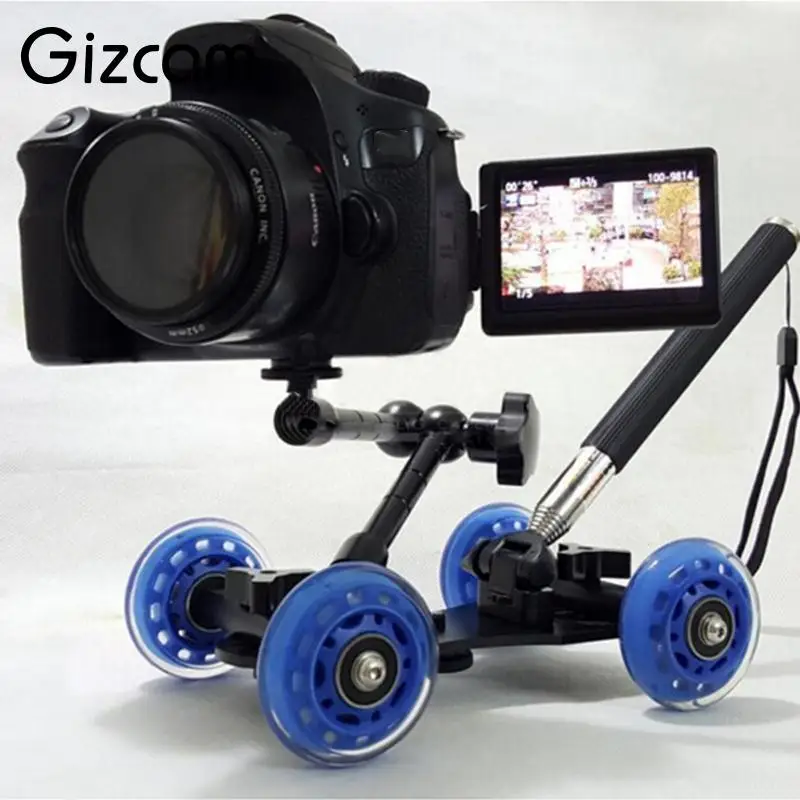 

Gizcam 3 in 1 Desktop Flexible Photography Rail Rolling Track Slider Skater Table Dolly Camcorder Car Magic Arm DSLR Camera Rig