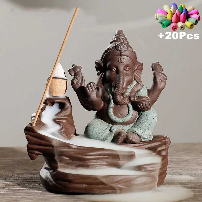 Курильница для благовоний Ganesha Backflow слон Бог эмблема благоприятный и успешный