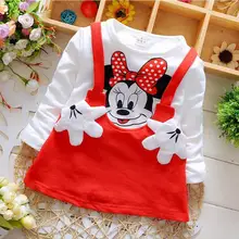 Disney/Новое Детское платье для девочек, костюм Минни, комплекты одежды для детей, платье принцессы с длинными рукавами и принтом «hello kitty», топы на бретелях