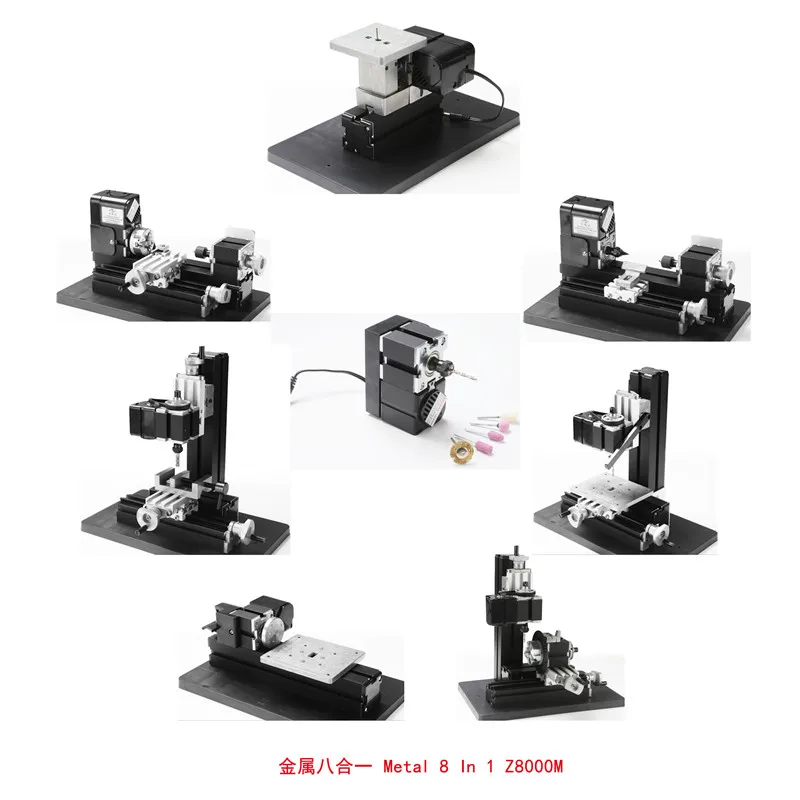 

24W Metal 8 in 1 Mini lathe machine Z8000M DIY hand-held drilling and milling machine for school teaching