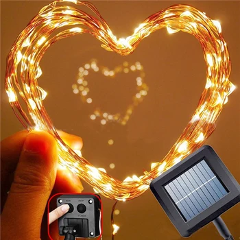 

Christmas Solar LED String Light Waterproof 10M 33ft 100 Copper Silver Wire Fairy Lamp For Outdoor Garden Decor