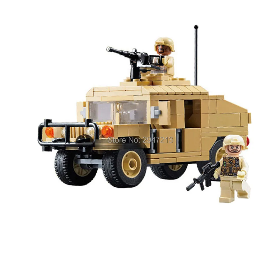 

compatible LegoINGlys military ww2 US Army forces Armed Humvee car Building Blocks mini weapon figures brick educational toys
